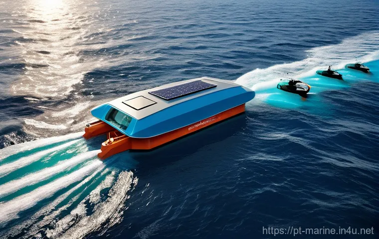 해양자원 탐사 장비 - **Autonomous Ocean Mapping & Data Visualization:**
    "A visually striking depiction of an Autonomo...