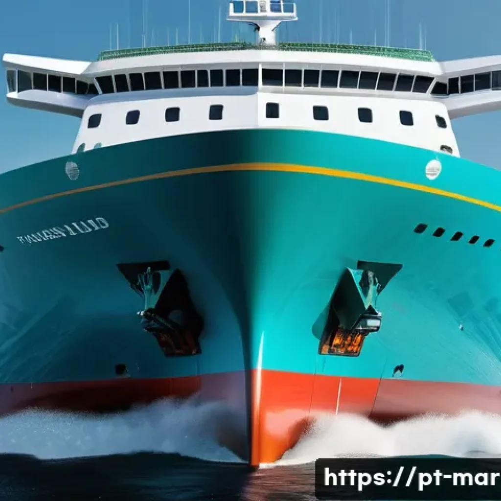 해양정책과 국제법 - **Prompt:** A state-of-the-art, large cargo vessel, sleek and modern in design, featuring visible el...