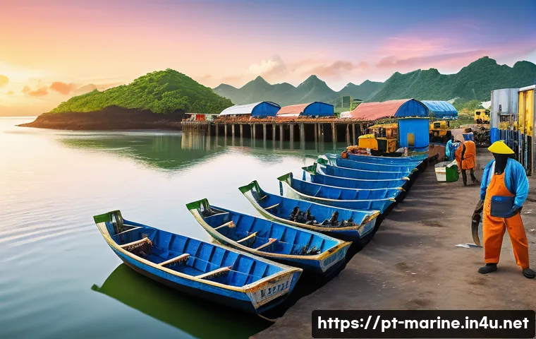 해양자원 개발의 경제적 효과 - A vibrant coastal Brazilian fishing village at sunrise, showcasing local fishermen in traditional at...