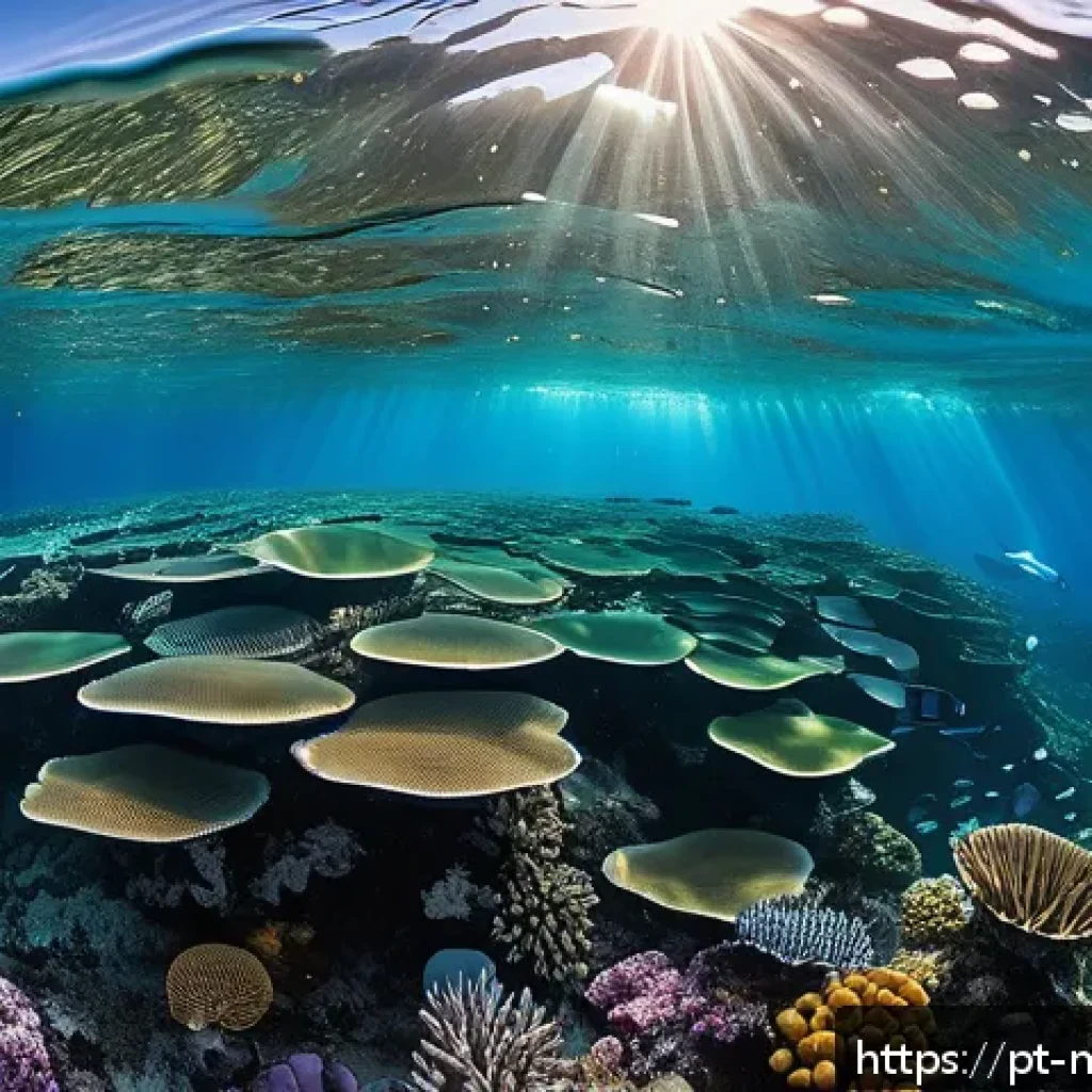 해양자원 개발과 해양 생태계 - A vibrant underwater scene showcasing a diverse coral reef ecosystem in the coastal waters of Brazil...