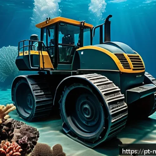 심해광물 개발 환경적 영향 - A detailed underwater scene showing the impact of deep-sea mining on the ocean floor habitat: heavy ...